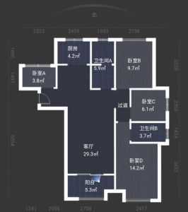 文一名门北郡纯毛坯四房两卫108平方89万