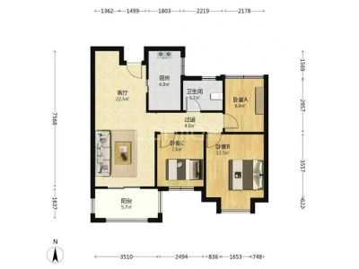 京冠北城华府(东区)89平方三室两厅